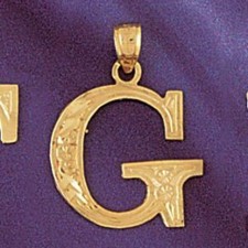 Initial G Charm Pendant 14k Gold