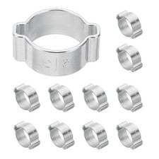 12Pcs Double Ear Hose Clamp, Adjustable 15-18mm 304 Stainless Steel O Clip Crimp