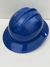 BULLARD 911-H Hard Boiled Firefighter Hard Hat Helmet Cap Blue Full Brim 1990s