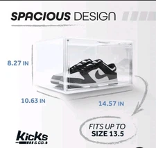 Set of 2 Magnetic Stackable Sneaker & Storage Shoe Box - Organizer Clear Case
