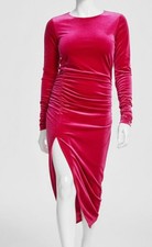 Sam Edelman Womens Pink Velvet A-Line Ruched Long Sleeve Dress Size 4