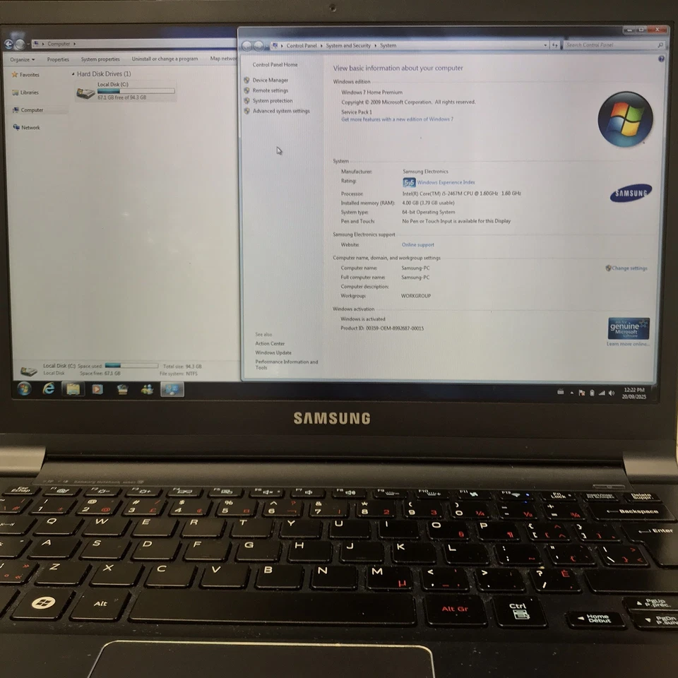 Samsung Notebook NP900X3B 13.3" Laptop i5-2467M 4GB RAM 128GB SSD Win 7 Home - Image 3 of 4