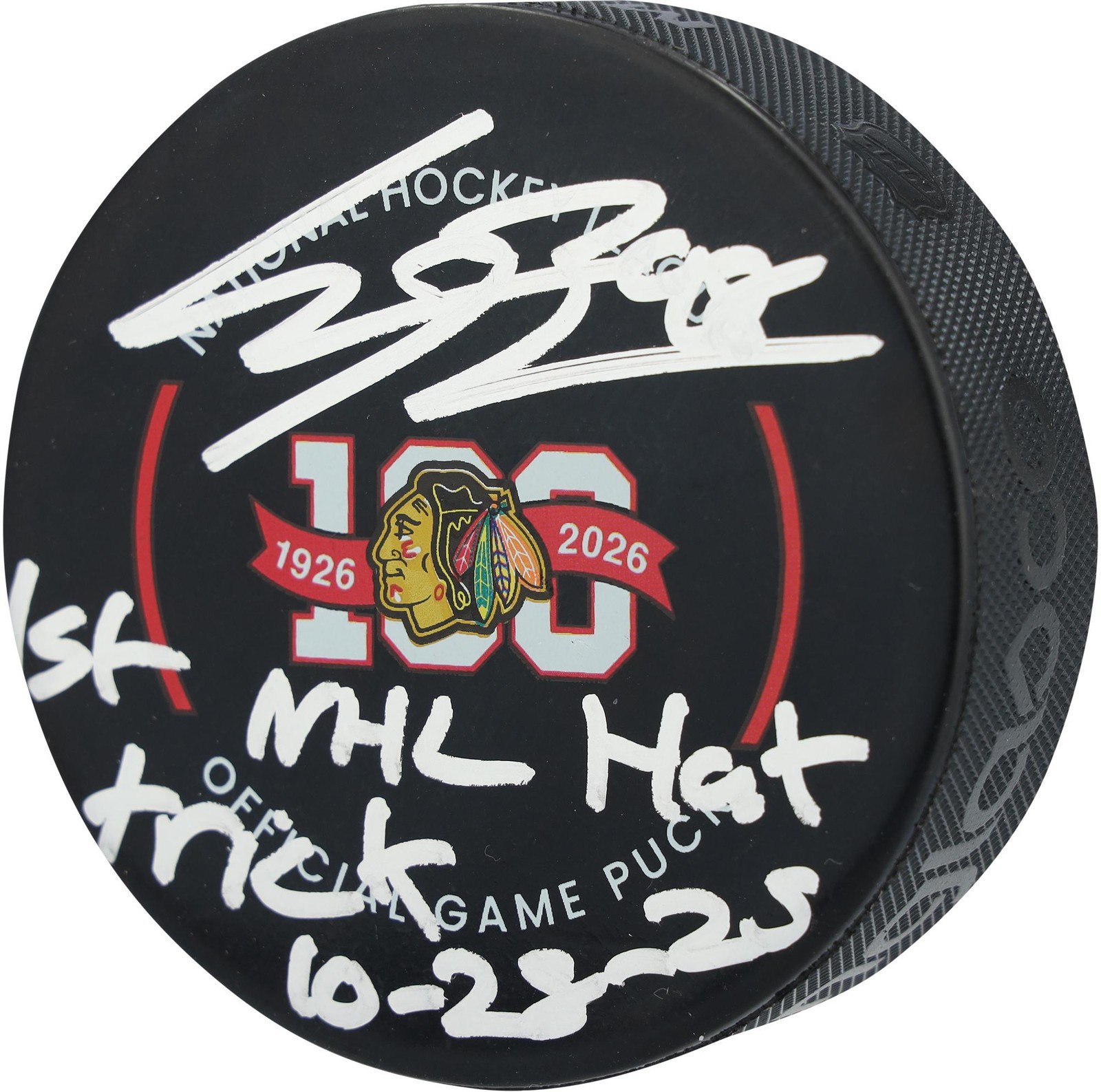 Connor Bedard Autographed Signed Chicago Blackhawks Blackhawks Puck Fanatics Authentic COA Item#14363854 