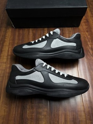 Prada American Cup Soft Rubber Black Grey Mens Mesh Sneakers - Size 45P 12US
