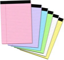 Small Legal Pads 5X8 Colored, 6 Pack Note Pads 5X8, Perforated Pink Legal Pad Co