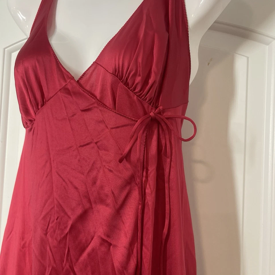 VTG Vanity Fair Negligee Maxi Night Gown Slip Dress Sz 36 Red Sexy Wrap Intimate - Image 4 of 4