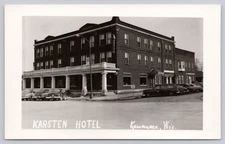 Vintage Real Photo Postcard Karsten Hotel Kewaunee Wisconsin RPPC