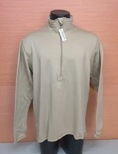 USGI Desert Tan 1/4 Zip Mid Weight L2 Cold Weather Waffle Grid Shirt Sz XL Long