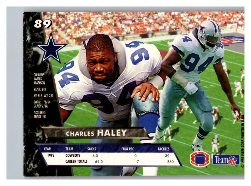 1993 Fleer Ultra - Charles Haley #89 - Image 2 of 2