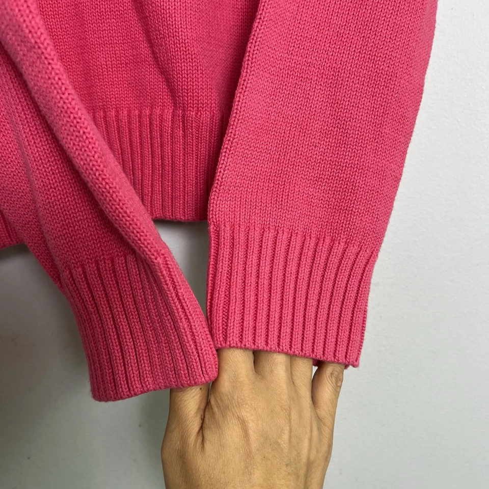 NWT Pria Women's Turtleneck Cable Knit Sweater Sz L 100% Cotton Pink Simple - Image 3 of 4