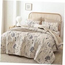 Quilts Queen Size Quilt Botanical with Floral Pattern Queen /Full Beige