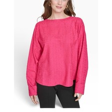 Halston Magenta Pink Dot Jacquard Long Sleeve Blouse - Size XSmall NEW