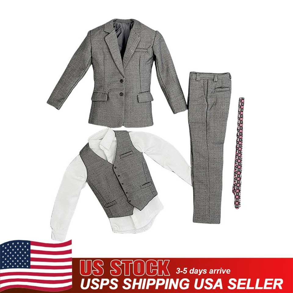 EE. UU. ZYTOYS PC004 1/6 Gris Traje Camisa Corbata Pantalones Conjunto Ropa Ajuste 12"" Figura Cuerpo Foto 2 de 4