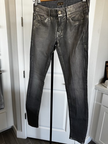 Mother The Looker Golden Nuggets Of Lust, Skinny Gray W/Gold Wax Jeans, 27