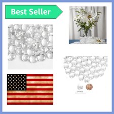 0.5lb Clear Glass Beads for Vases, Glass Pebbles, Clear Flat Glass Marbles fo...