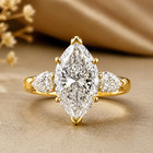 Certified Marquise Cut 14K Yellow Gold Plated Moissanite Engagement 3 Ct Ring — photo 1