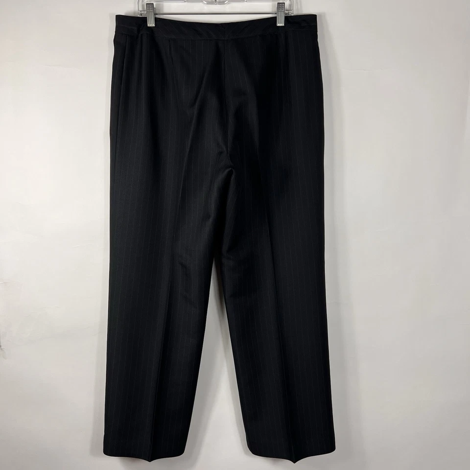 Pantalones de traje Evan-Picone para mujer talla 14 rectos plisados delanteros negros a rayas Foto 4 de 4