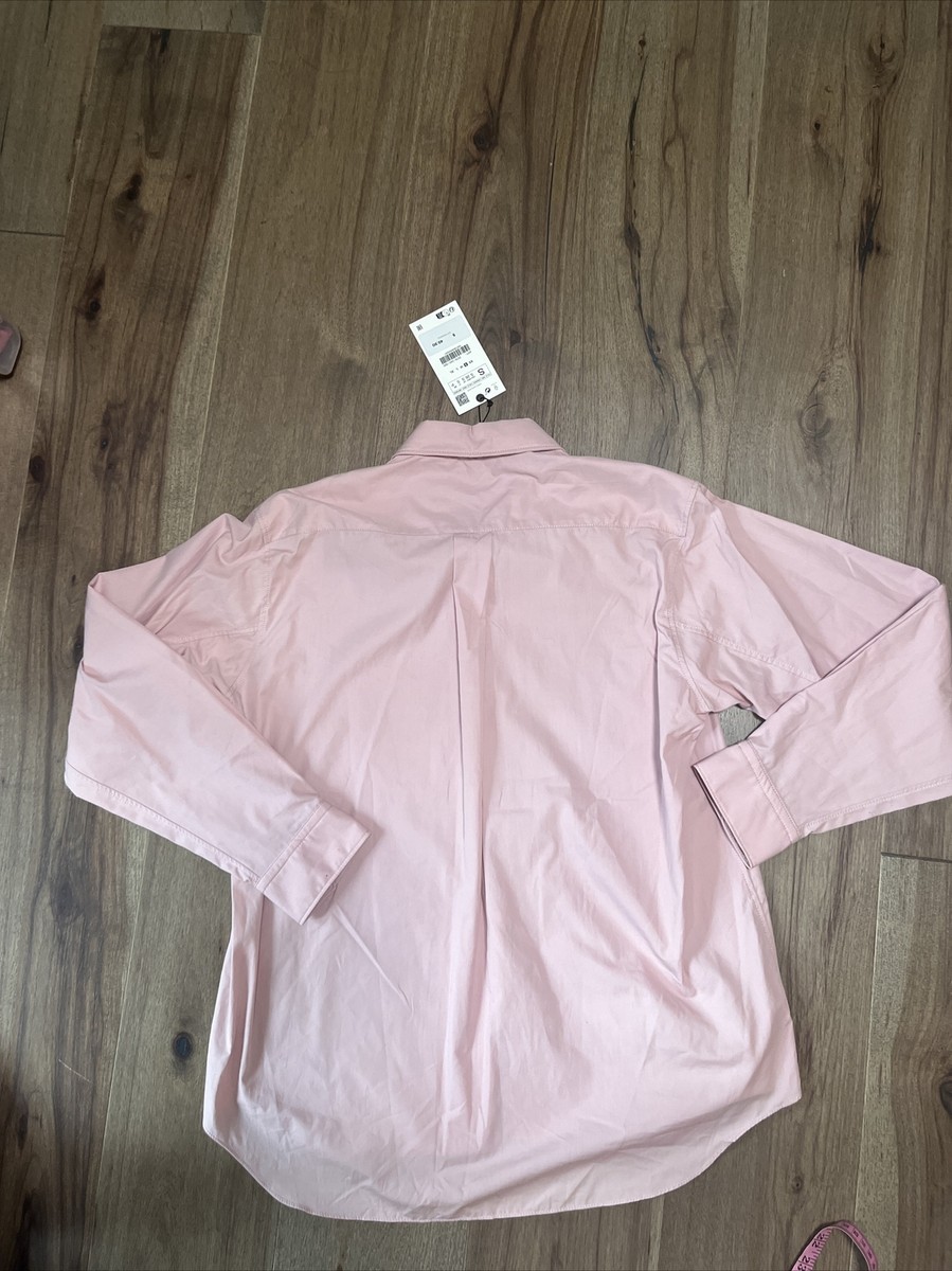 Zara SS23 Poplin Shirt With Pocket 100% Cotton Light Pink