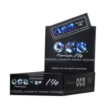 OCB Premium 1 1/4 1.25 Size Cigarette Rolling Papers (Full Box of 24 Booklets)
