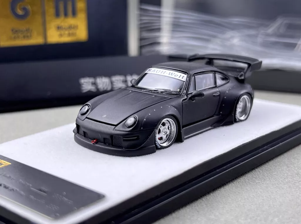 1/64 PGM Porsche 911 RWB 993 (Matte Black with Silver Wheels
