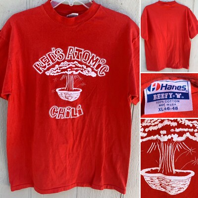 Vintage Red s Atomic Chili T-Shirt XL 46-48 Made In USA 80s 90s 1980s 