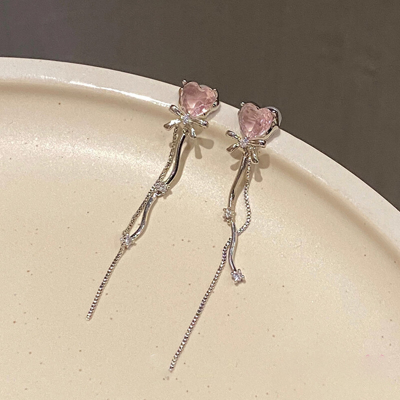 Long Love Earrings Sweet Heart Tassel Women's Earrings Y2K Drop Dangle Earrings