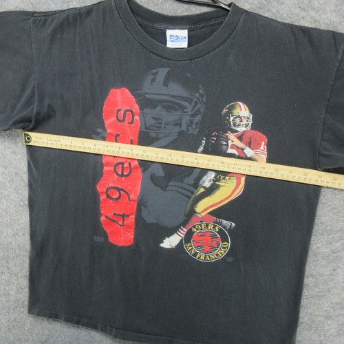 VTG San Francisco 49ers Shirt Mens XL Black Joe Montana 90s Made in USA Salem - Picture 13 of 19
