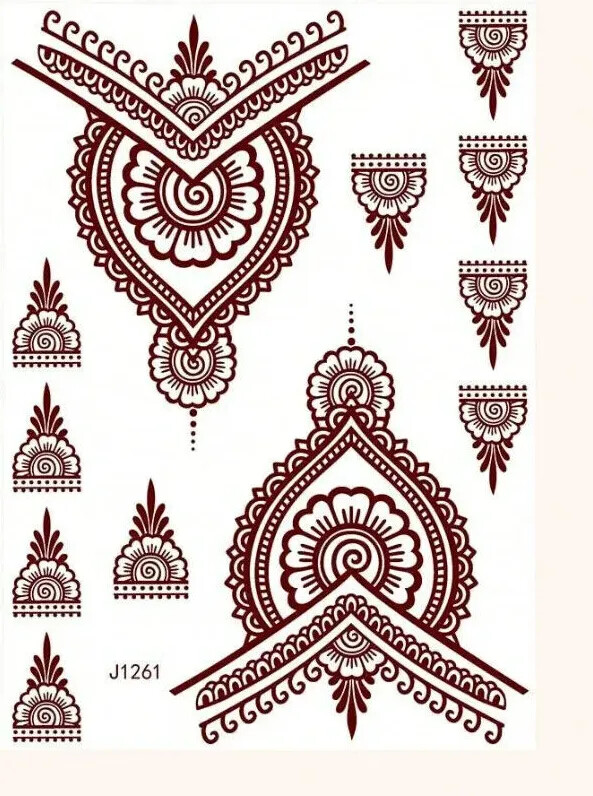 Lace transfer NEW Red henna Hand Arm Tattoo Mehandi Sticker Art