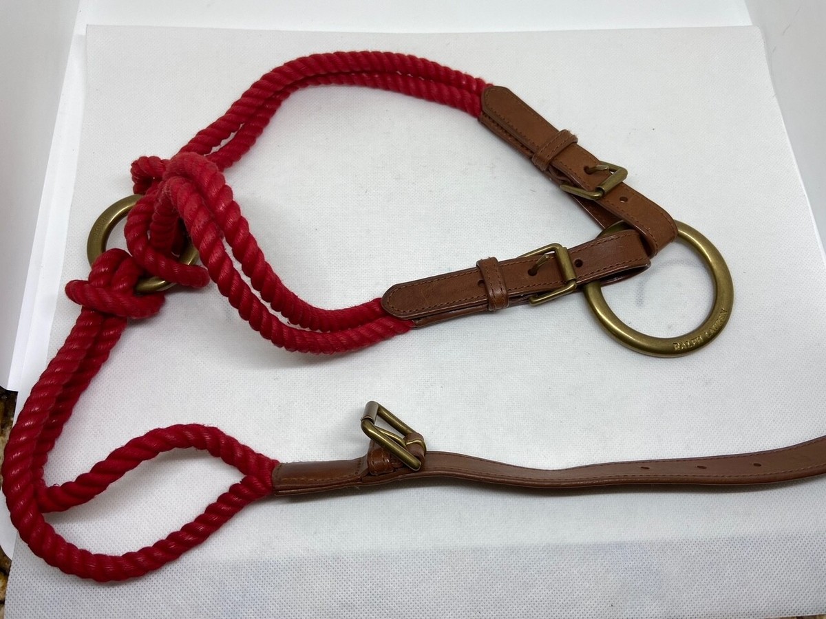 小物 RALPH LAUREN /PONY LOGO BRAIDED BELT RED POLO RALPH LAUREN Weathered Red Braided Cotton Leather Trim