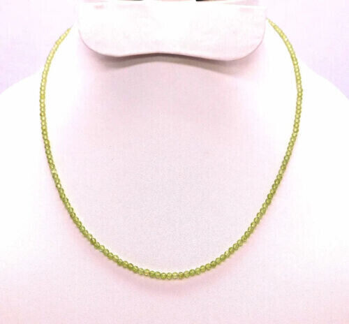 Genuino Delicado A+ Peridoto Verde 3mm Rondelle Facetado Pequeño Collar de Piedras Preciosas 18" - Imagen 2 de 8