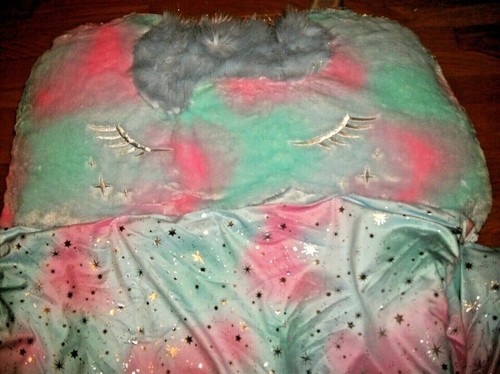 NWT JUSTICE MAGICAL UNICORN EXTRA LARGE SLEEPING BAG KIDS ROOM BLANKET PILLOW - Picture 4 of 6