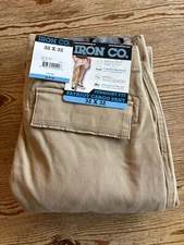 Iron Co Men’s Straight Fit Cargo Khaki Pants 32x32
