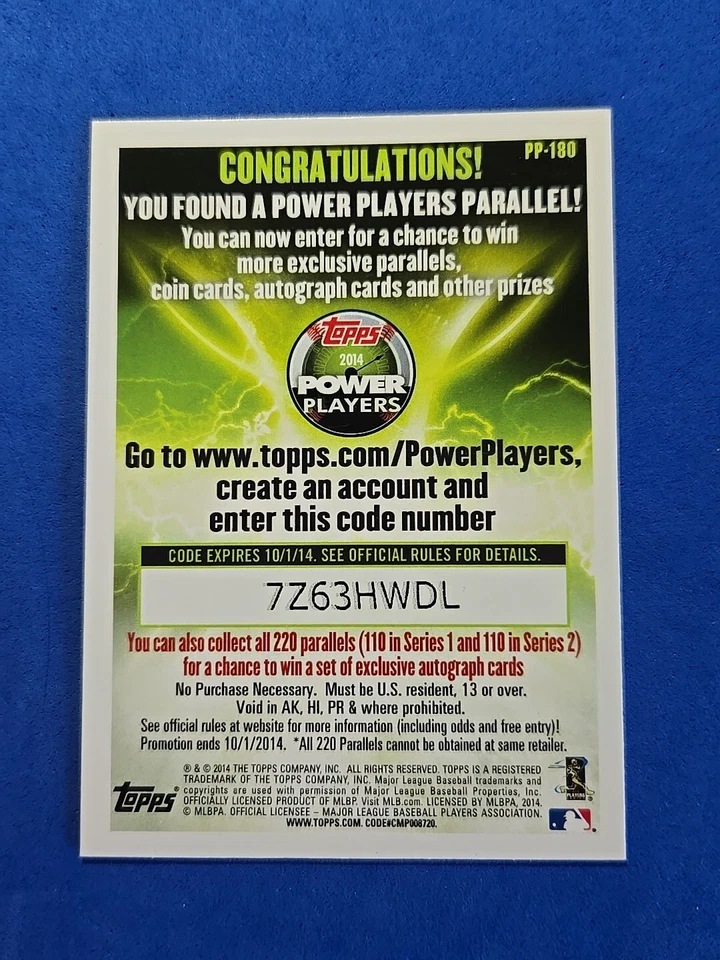 2014 Tim Lincecum Topps #PP-180 Power Players Insert  - Image 2 of 2