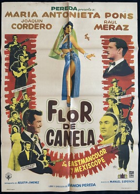 FLOR DE CANELA Maria Antonieta Pons RUMBERA MEXICAN MOVIE POSTER 1957