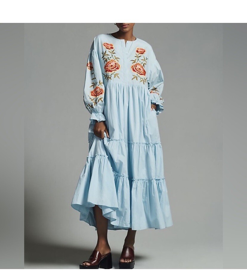 sachin and babi light blue dress Square-Neck Floral Embroidered Mini Dress main image 1
