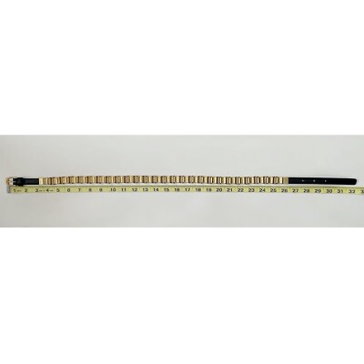 SAINT LAURENT YSL Black Leather Gold Chain Link Skinny Belt Size Small S Saint Laurent YSL Cintura Skinny Leather Belt | Neiman Marcus main image 4