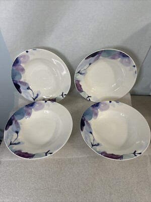 Lenox Indigo Watercolor Floral Soup Pasta Bowls Large American