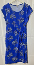 T BY TALBOTS BLUE PAISLEY SIDE TIE WAIST DRESS WOMENS M POLY/ SPANDEX BLEND