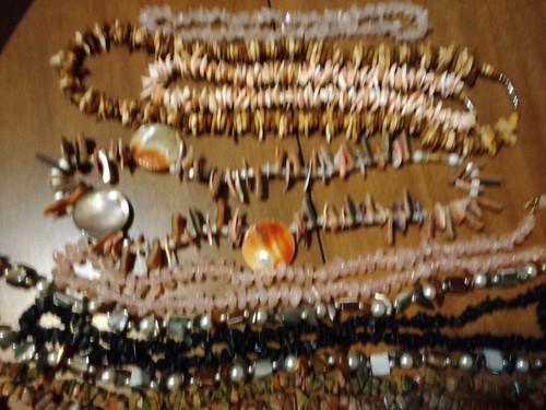 LOT 21 Natural Stone Shell Neck Bracelet Earring Jewelry Abalone Quartz Jasper - Picture 22 of 22