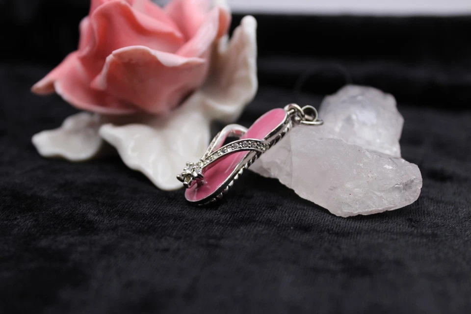 Cell Phone Charm kleiner rosa Hausschuh mit Strasssteinen mit einer Schleife - Bild 2 von 4