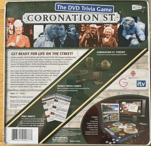 CORONATION ST. STREET ~ THE DVD TRIVIA GAME IN PRESENTATION TIN ~ NEW & SEALED - Picture 2 of 3