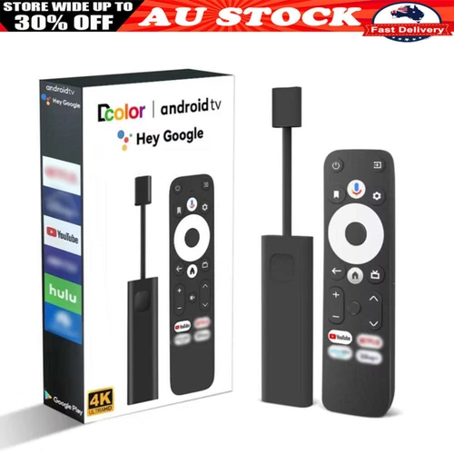 New Android TV Stick GD1 4K Streaming Media Player for Netflix Google WiFi Box - Picture 1 of 12