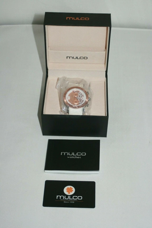 MULCO Women's MW5-2496-013 Chronograph Analog Watch White Rose Gold Silver NEW - image 2 of 4