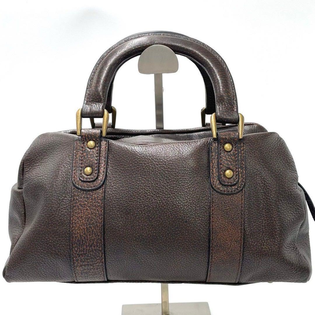 BALENCIAGA Mini Boston Bag Handbag Leather Brown Authentic BALENCIAGA Mini Boston Bag Handbag Leather Brown Authentic