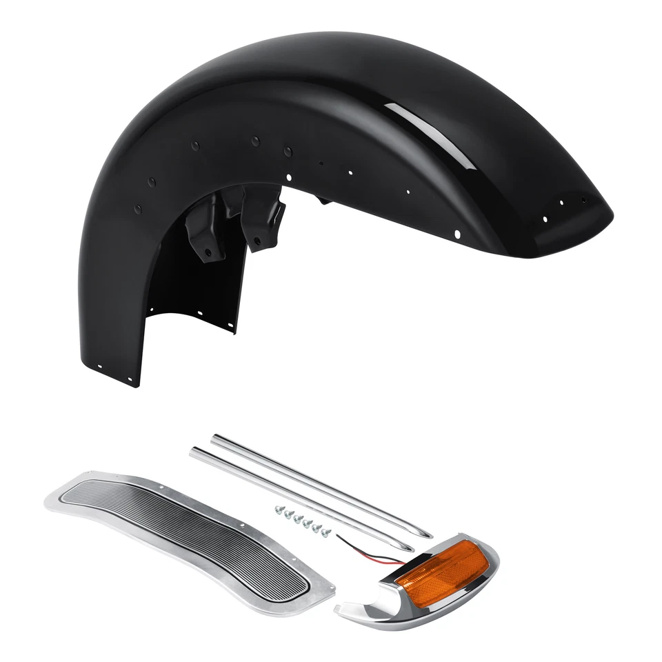 Black Front Fender Fit For Harley Touring Electra Glide Road King FLHR 1989-2013 - Image 2 of 4