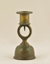 Antique brass ship candlestick, 18thC