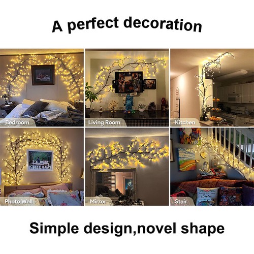 7.5FT 144 LED Wall Tree Enchanted Willow Vine Light Bendable Branch Fairy Lights - Picture 4 of 18