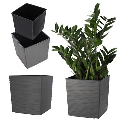 KADAX Blumentopf aus Kunststoff, mit Einlage, aus Kunststoff, 25 cm, Graphit