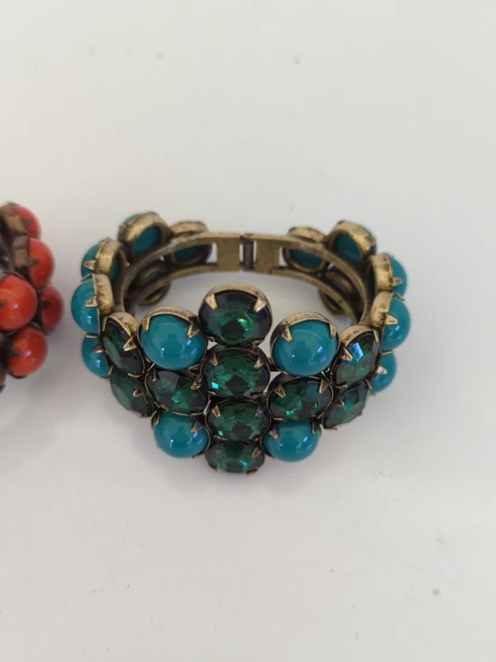 2 Brazalete Jessica Simpson Boho Brillante Art Deco Verde Naranja Piedras K12 Foto 4 de 4