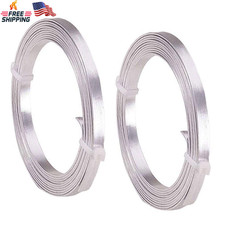 Flat Aluminum Wire 5mm Wide 18 Gauge 6.5ft 2 Rolls Silver for Crafts